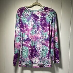 Reel Legends Long Sleeve Sun Shirt Womens Size Medium Outdoors Paisley Colorful